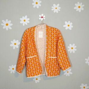 Orange & Yellow Boho Floral Quilted Jacket